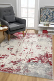 8' X 10' Red Abstract Dhurrie Area Rug