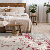 8' X 10' Red Abstract Dhurrie Area Rug