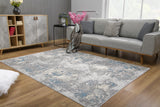 5’ X 8’ Blue Abstract Circular Motifs Area Rug