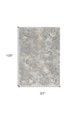 7’ X 10’ Blue Abstract Circular Motifs Area Rug