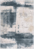 5' X 7' Blue And Ivory Abstract Dhurrie Area Rug