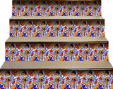 6" X 6" Orange Red And Blue Peel And Stick Removable Tiles