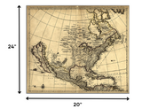 24" X 28" Map Of North America C1685 Vintage Poster Wall Art