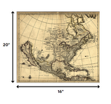 20" X 24" Map Of North America C1685 Vintage Poster Wall Art