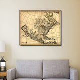 16" X 20" Map Of North America C1685 Vintage Poster Wall Art