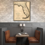 20" X 24" C1823 Early Map Of Florida Vintage Poster Wall Art