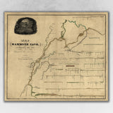 24" X 28" Map Of Kentucky Mammoth Cave Vintage Poster Wall Art