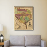 20" X 24" Texas And Surroundings C1837 Vintage Map Poster Wall Art