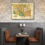 18" X 24" Map Of Indian And Oklahoma Territories Vintage Poster Wall Art