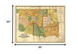 18" X 24" Map Of Indian And Oklahoma Territories Vintage Poster Wall Art