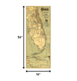 24" X 60" Map Of Jacksonville Florida Vintage Poster Wall Art