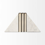 3D Modern Stepped Triangle Marble Bookends