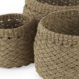 Set Of Three Round Wicker Baskets