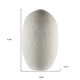 32" Narrow White Textured Ceramic Vase