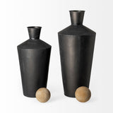 Set Of Two Black Metal Urns