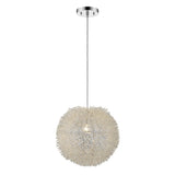 Luminary 1-Light Metallic Silver Pendant With Hand Woven Aluminum Wire Shade (15