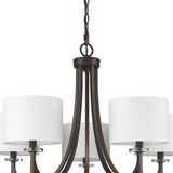 Kara 5-Light Oil-Rubbed Bronze Chandelier With Fabric Shades And Crystal Bobeches