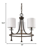 Kara 3-Light Oil-Rubbed Bronze Chandelier With Fabric Shades And Crystal Bobeches