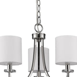 Kara 3-Light Polished Nickel Chandelier With Fabric Shades And Crystal Bobeches