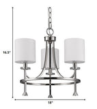 Kara 3-Light Polished Nickel Chandelier With Fabric Shades And Crystal Bobeches