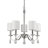 Lily 5-Light Polished Nickel Chandelier With Fabric Shades And Crystal Accents