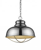 Ansen 1-Light Polished Nickel Pendant With Gloss White Interior Shade