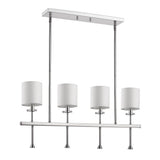 Kara 4-Light Polished Nickel Island Pendant With Fabric Shades And Crystal Bobeches