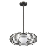 Loft 1-Light Oil-Rubbed Bronze Wire Globe Pendant With Etched Glass Interior Shade