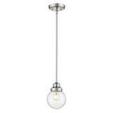 Silver Metal Hanging with Round Clear Glass Shade