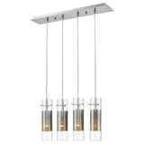 Scope 4-Light Brushed Nickel Pendant Double Glass and Mesh Shades