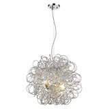 Mingle 4-Light Polished Chrome Pendant With Faceted Chrome Aluminum Wire Shade