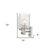 Bronze Metal and Pebbled Glass Two Light Wall Sconce