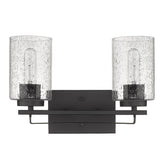 Bronze Metal and Textured Glass Two Light Wall Sconce