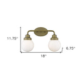 Two Light Gold Wall Sconce with Round Glass Shade