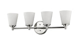 Four Light Silver Wall Light with Frosted Glass Shade