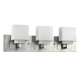Rampart 3-Light Satin Nickel Vanity Light With Etched Glass Shades
