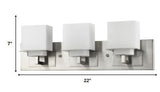 Rampart 3-Light Satin Nickel Vanity Light With Etched Glass Shades