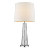 29" Silver Metal Table Lamp With White Empire Shade