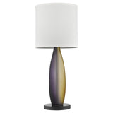 30" Ebony Lacquer Solid Wood Standard Table Lamp With White Shade