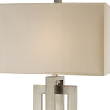 36" Silver Metal Table Lamp With Cream Rectangular Shade