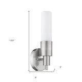 Silver Narrow Wall Light with Frosted Glass Shade