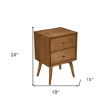Brown Century Modern Wood 2 Drawer Nightstand