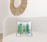 Snowy Christmas Trees Printed Throw Pillow