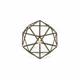 8" Brown and Gold Metal Hand Painted Geometric Orb Tabletop Sculpture