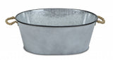 Farmhouse Silver Metal Bucket with Rope Handles