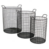 Set of Three Metal Wire Storage Baskets