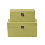 Set of Two light Green Wooden Storage Boxes