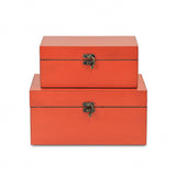 Set of Two Coral Wooden Storage Boxes