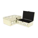 Set of Coral Quatrefoil Mirror Jewelry Storage Boxes