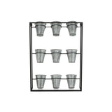 Nine Pot Metal Framed Wall Planter